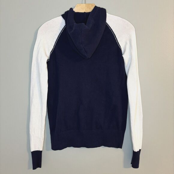 Vintage Tommy Hilfiger Women’s XS Full Zip Sweater Hood Navy/Ivory 2000’s - Picture 9 of 9